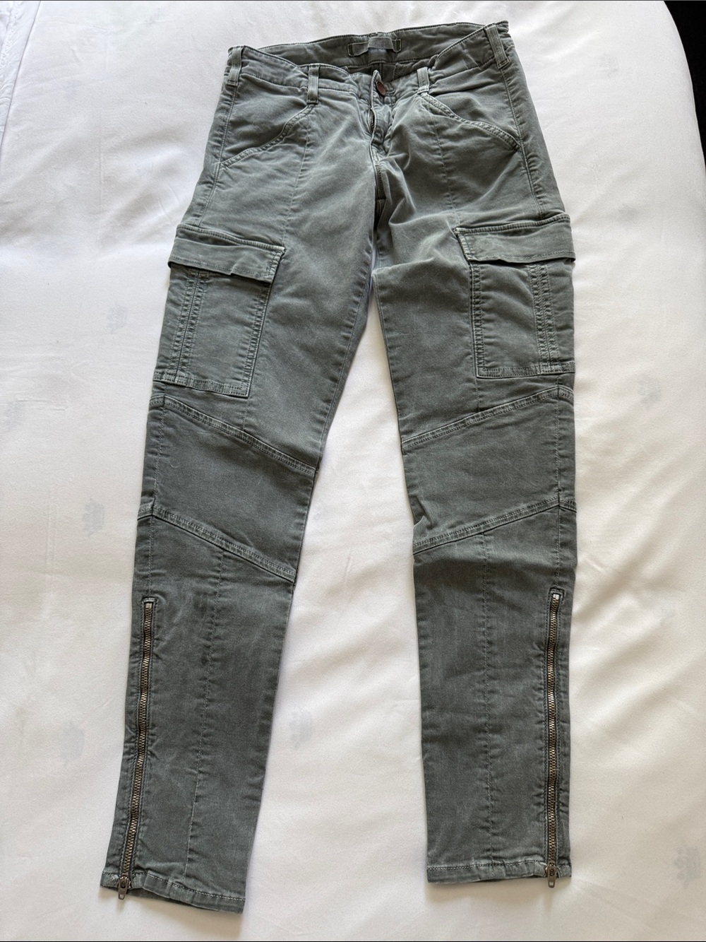 J Brand Olive Green Cargo Skinny Jeans with Ankle Zippers